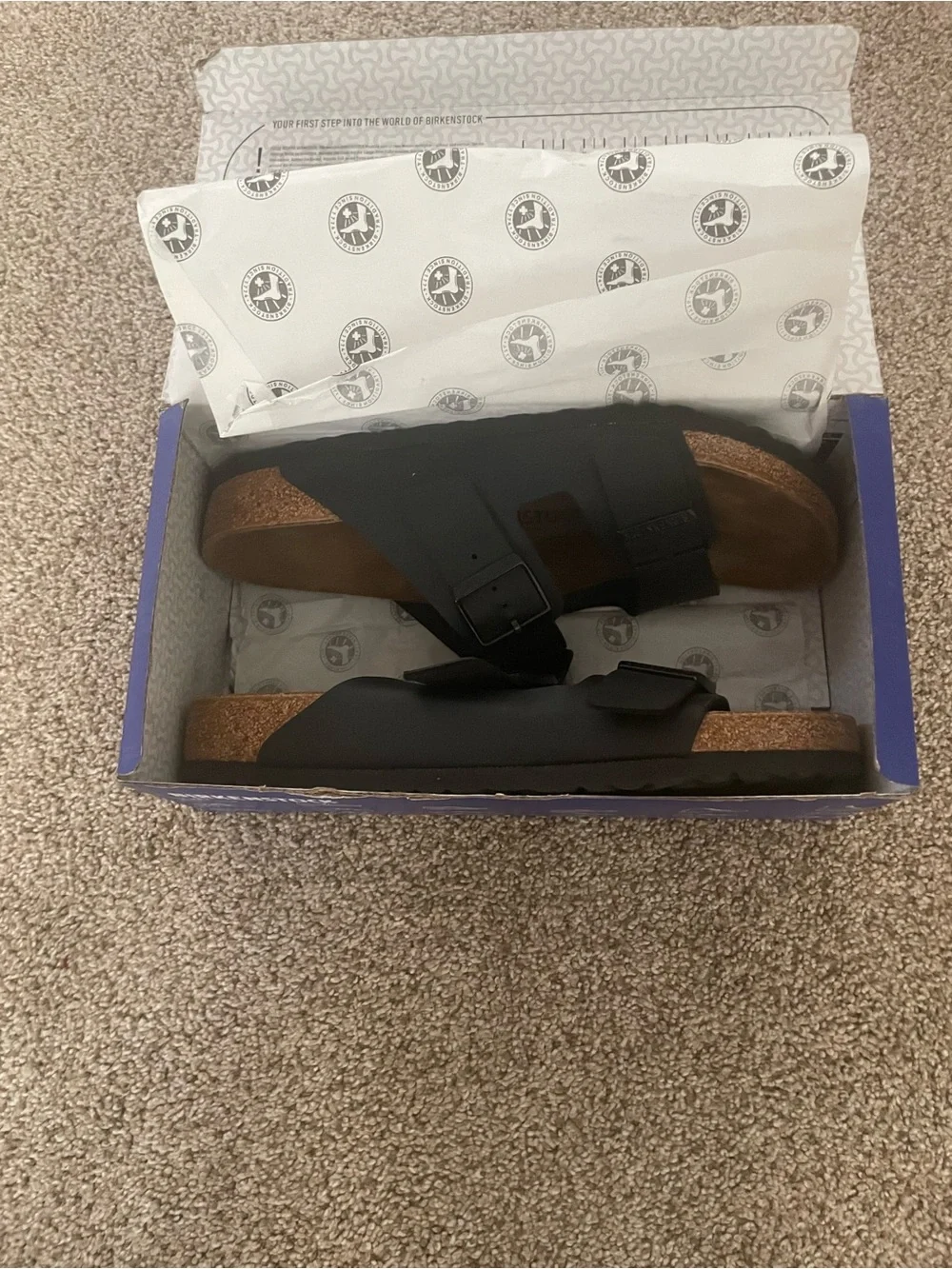 Birkenstock Black arizona Sandals worn twice comes with box size 10